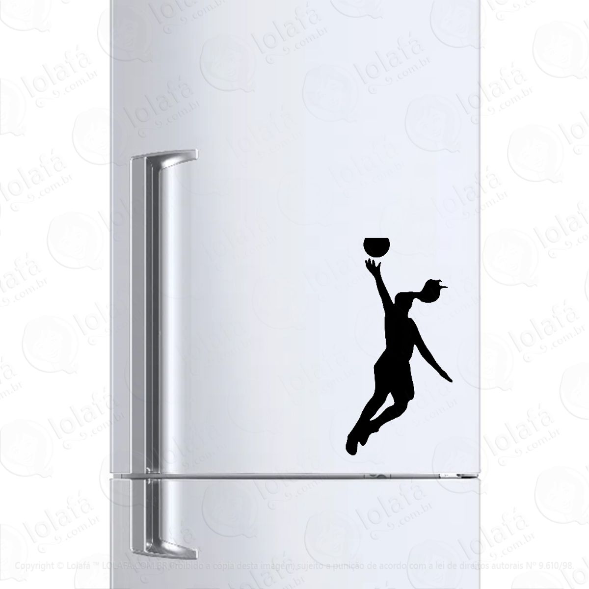 Adesivo Para Geladeira Mulher Jogando Basquete Mod:6636