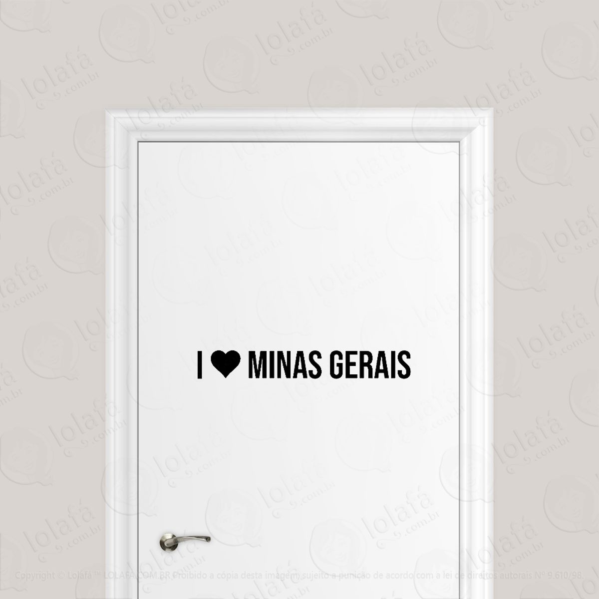 Adesivo Para Porta Eu Amo Minas Gerais - I Love Mg Mod:6649