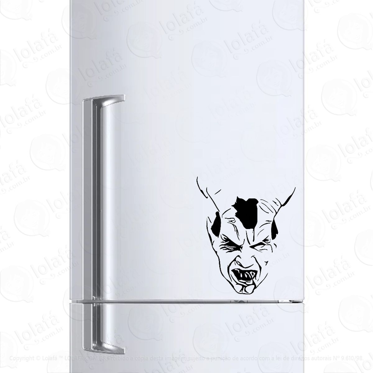 Adesivo Para Geladeira Diabo Rosto Demoníaco Mod:6654