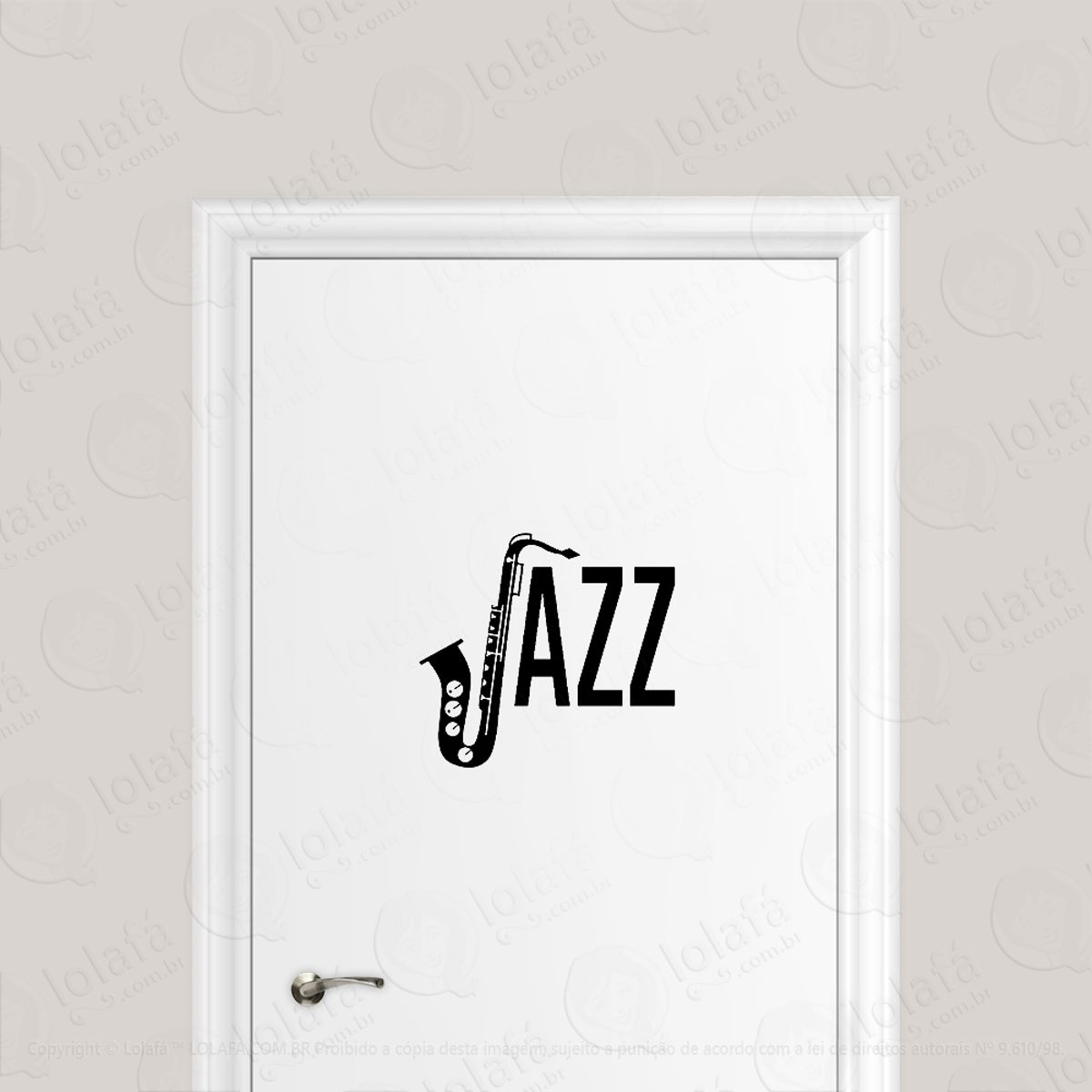 Adesivo Para Porta Jazz Saxofone Música Sax Mod:6665