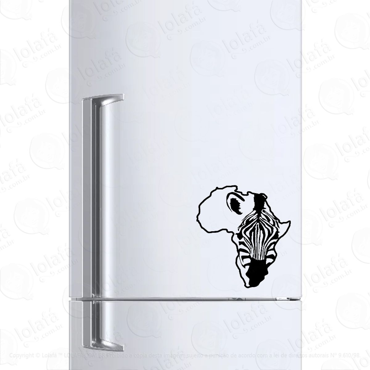 Adesivo Para Geladeira África Mapa Zebra Mod:6667