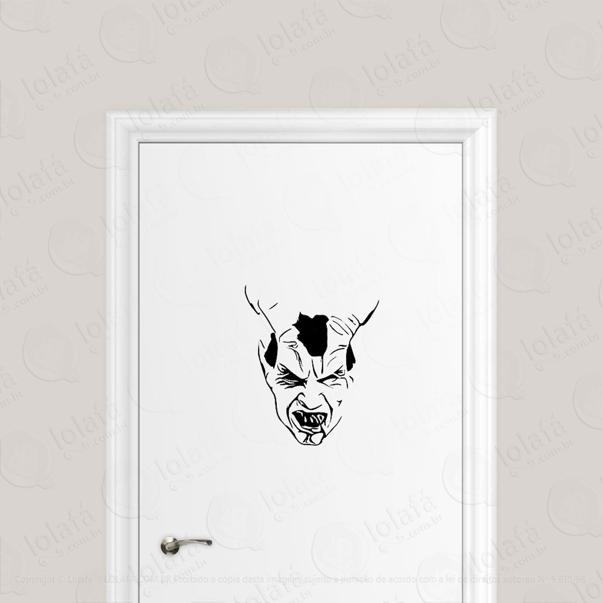 Adesivo Para Porta Diabo Rosto Demoníaco Mod:6694
