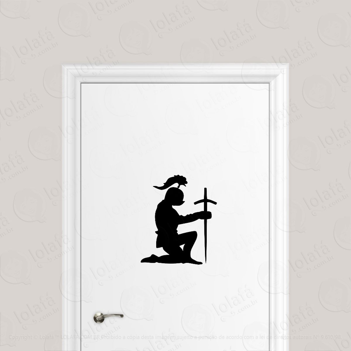 Adesivo Para Porta Cavaleiro Juramento Com Espada Guerreiro Mod:6706