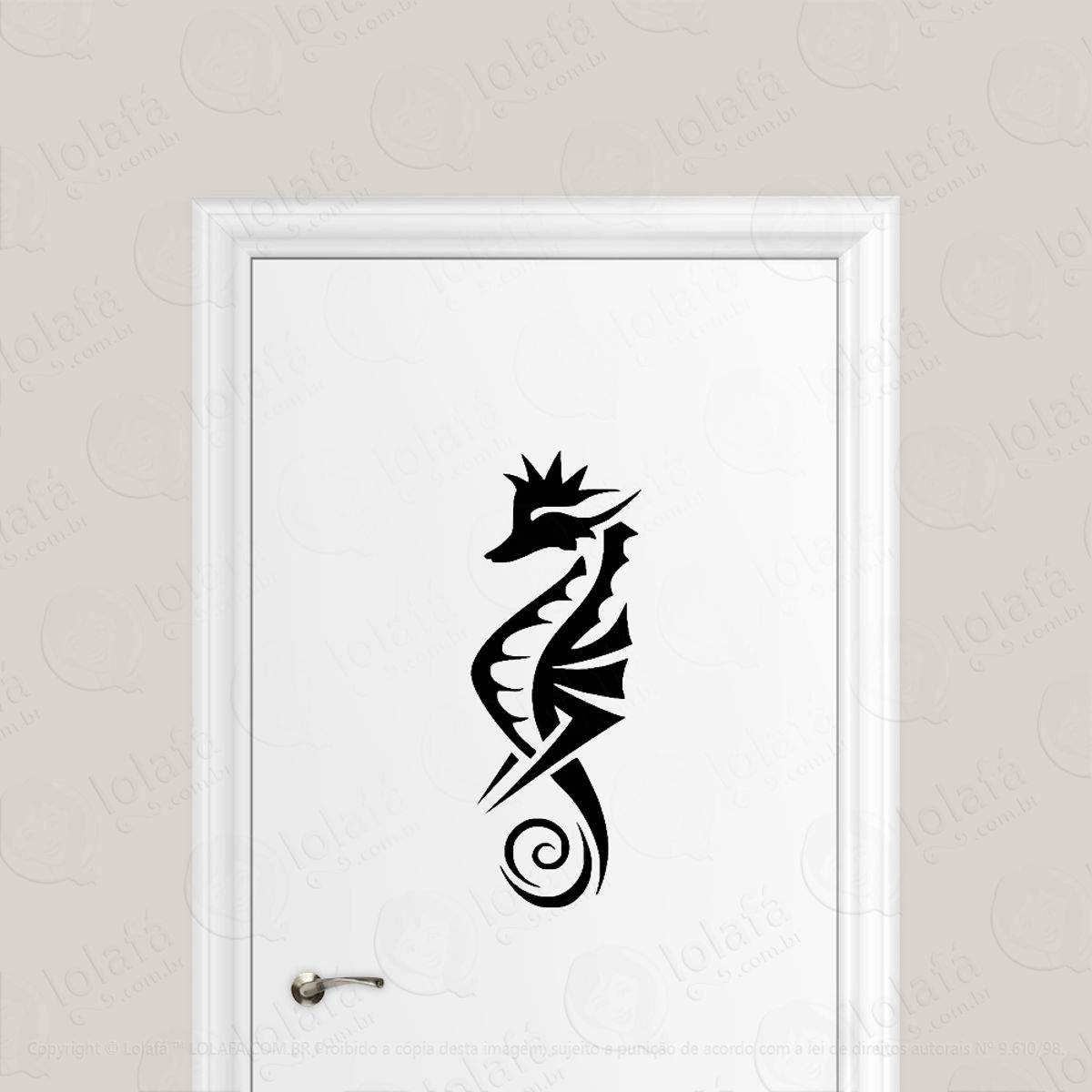 Adesivo Para Porta Cavalo Marinho Tribal Mod:6707