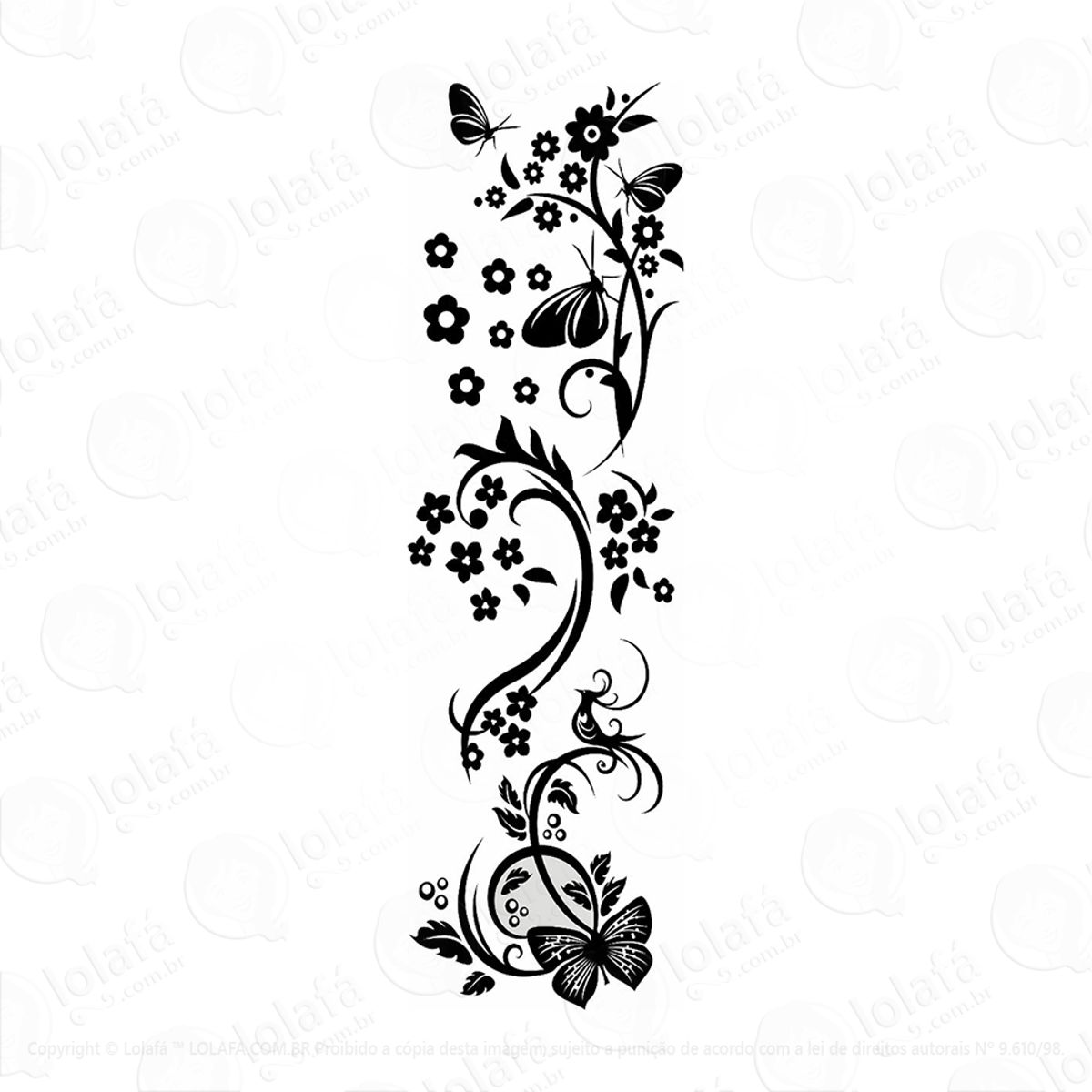 Adesivo Decorativo Parede Floral Borboleta Box Geladeira Mod:3