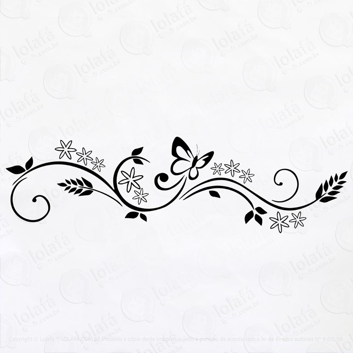 Adesivo Decorativo Parede Box Banheiro Floral Flor Borboleta Mod:8