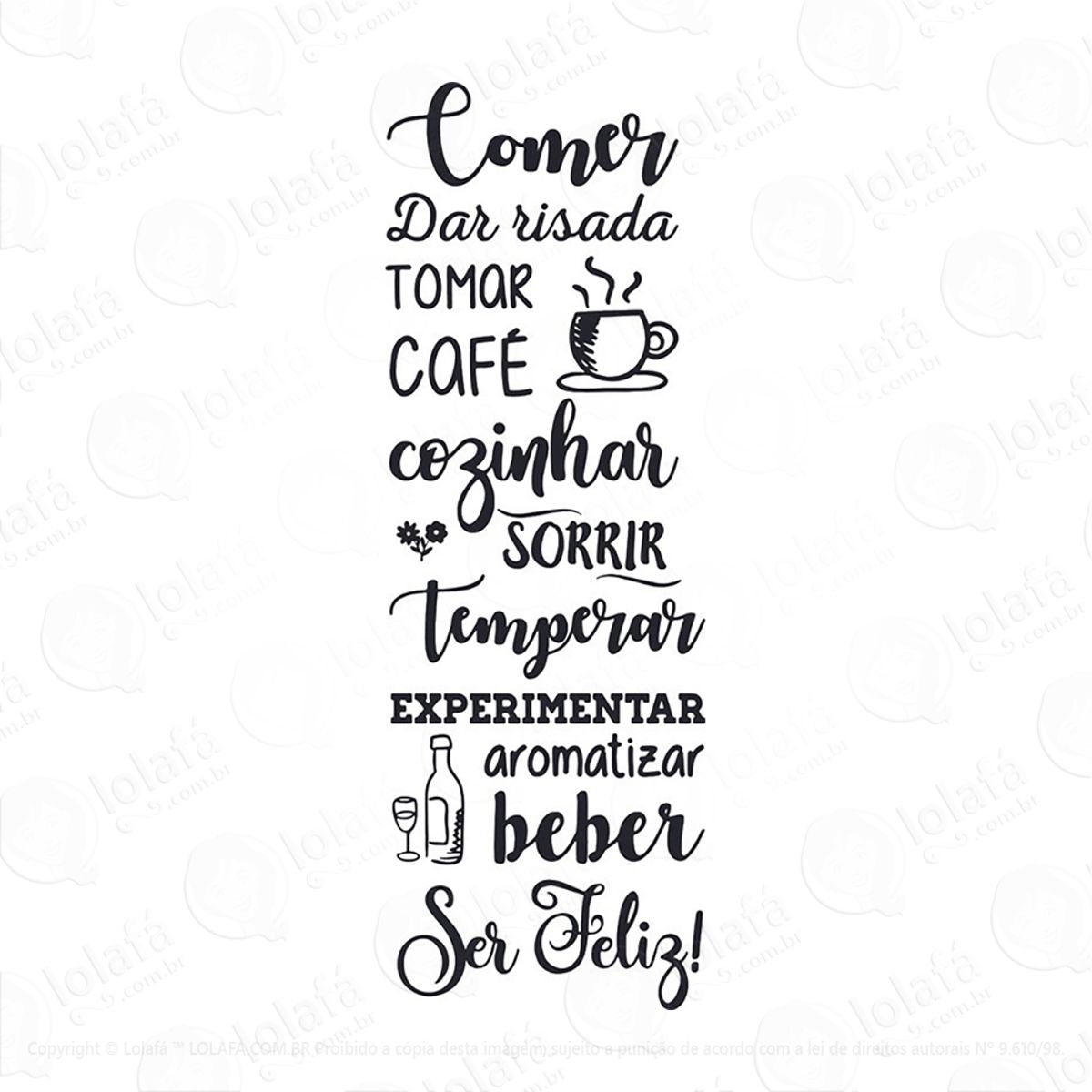 Adesivo Frase Comer Dar Risada Mod:34