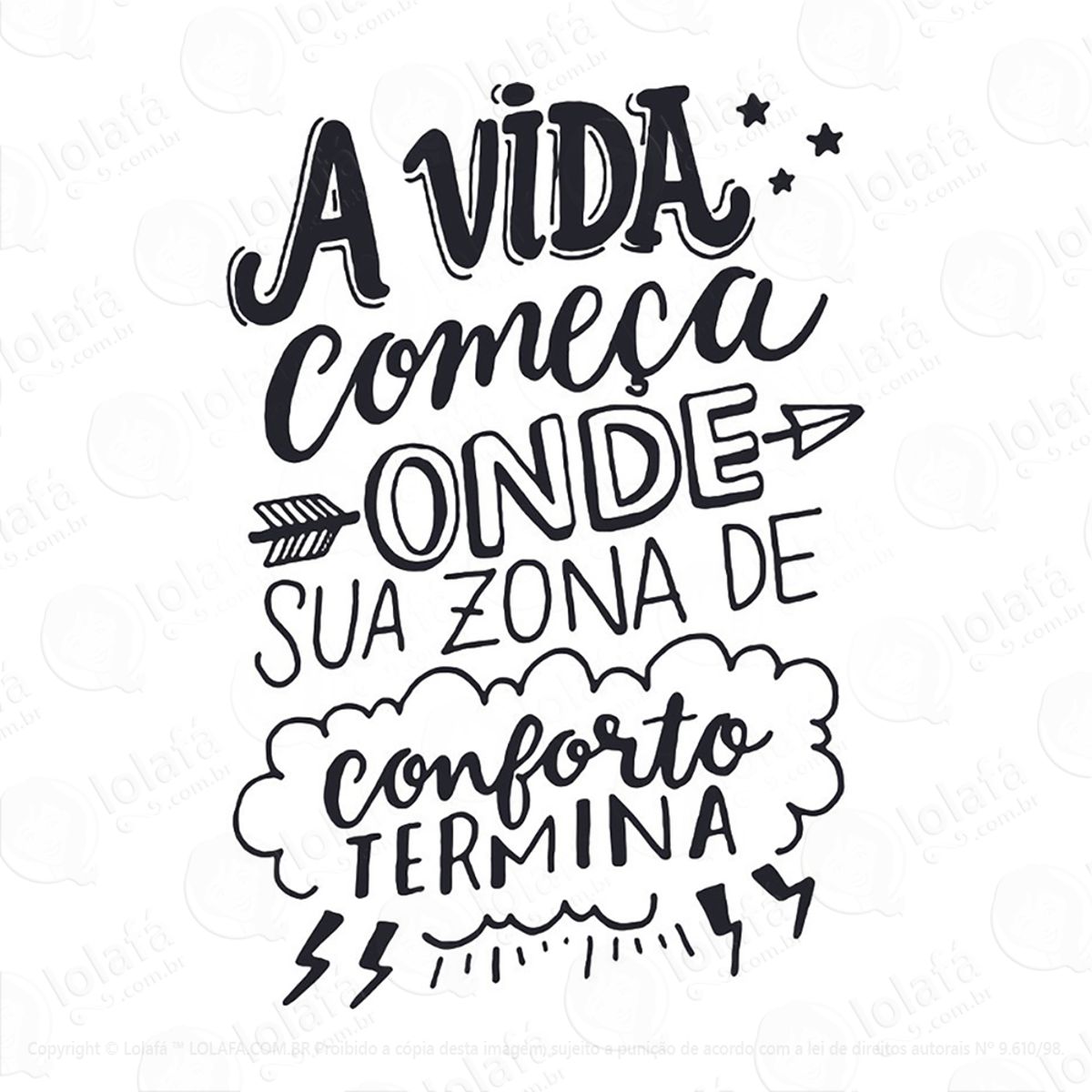 Adesivo Frases Motivacional Zona De Conforto Mod:41