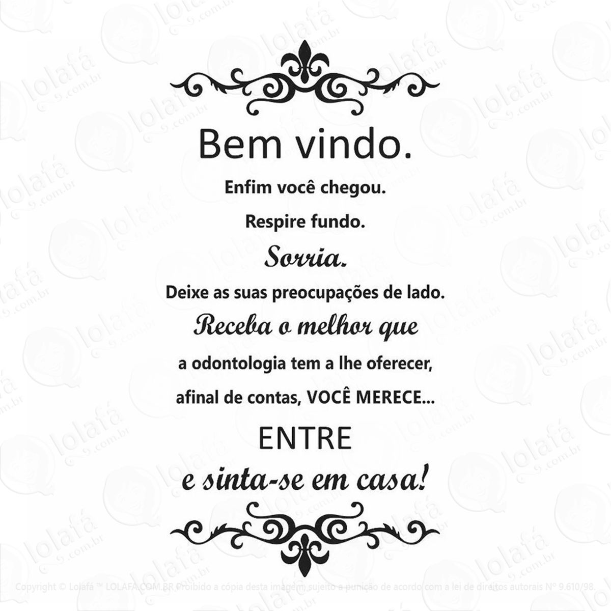 Adesivo De Parede Bem Vindo Odontologia Mod:42