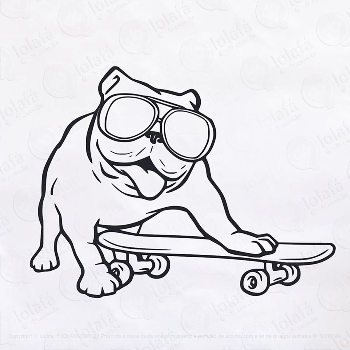 Adesivo Cachorro Pug De Skate Mod:46
