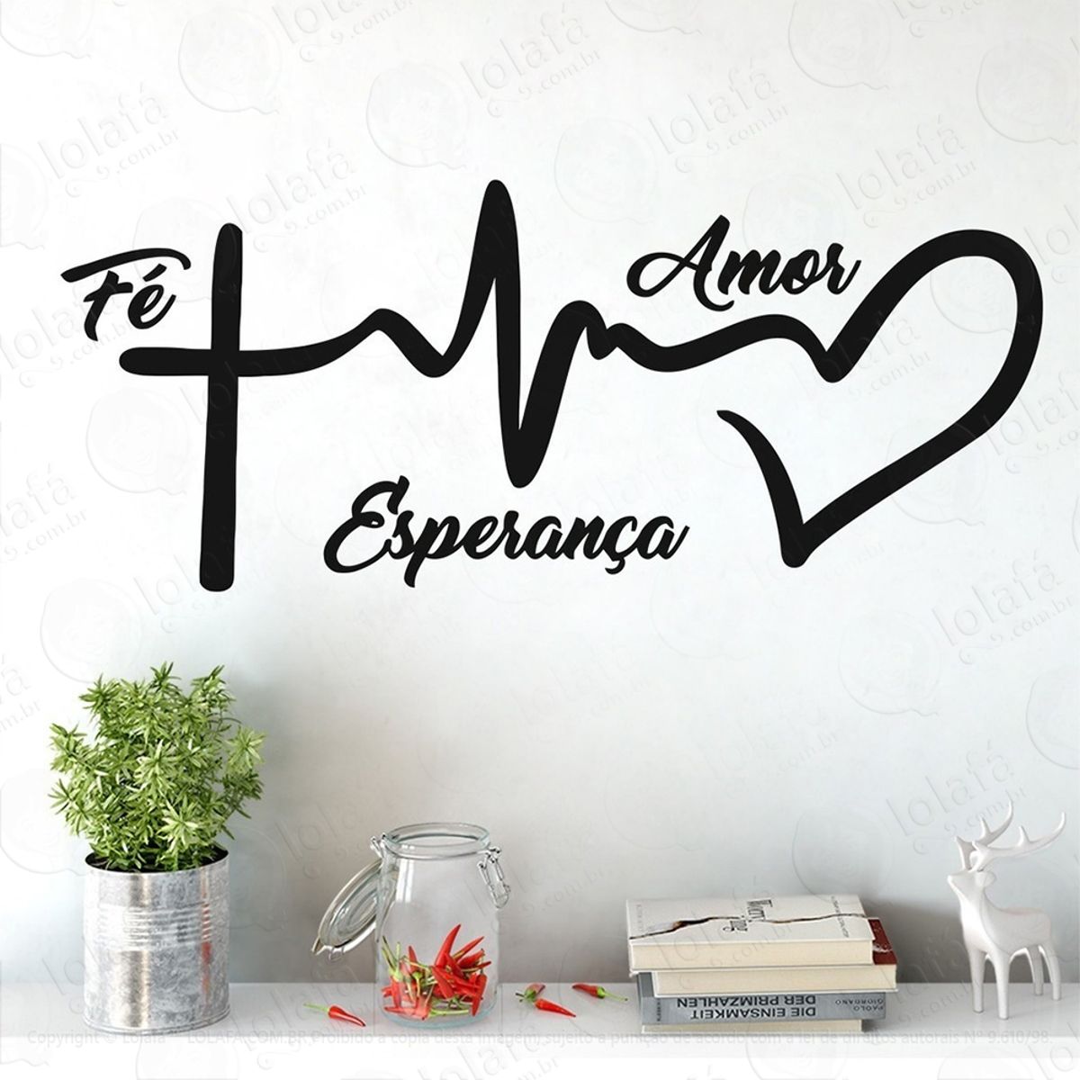 Adesivo De Parede Decorativo Frase Fé Amor Esperança Mod:71