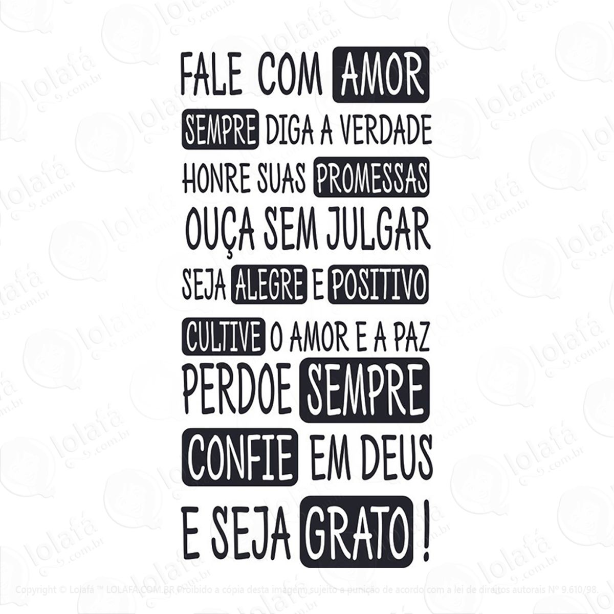 Adesivo Frases Positivas - Fale Com Amor Mod:85