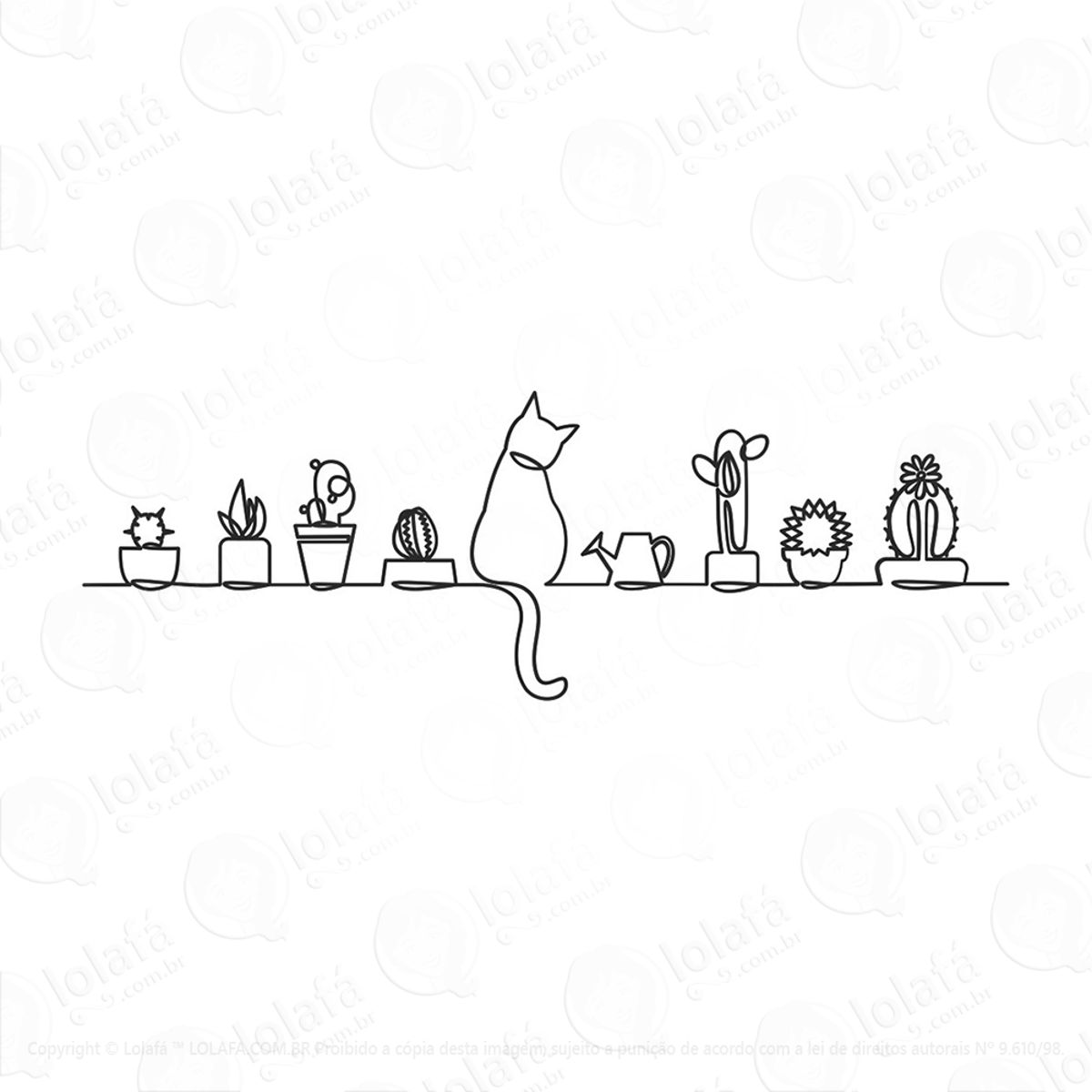 Adesivo Cactos E Gatinho Mod:97