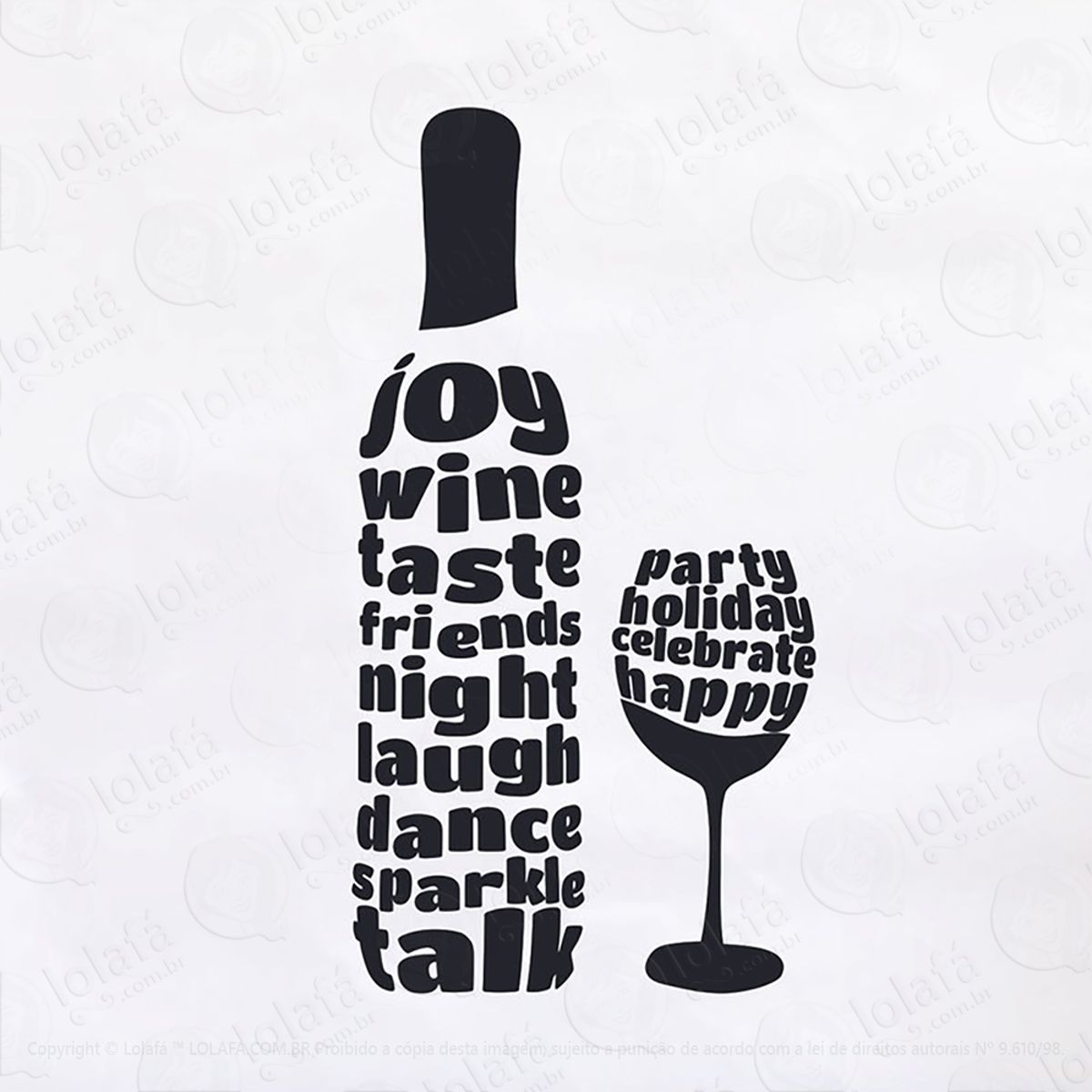 Adesivo Vinho Palavras Mod:109