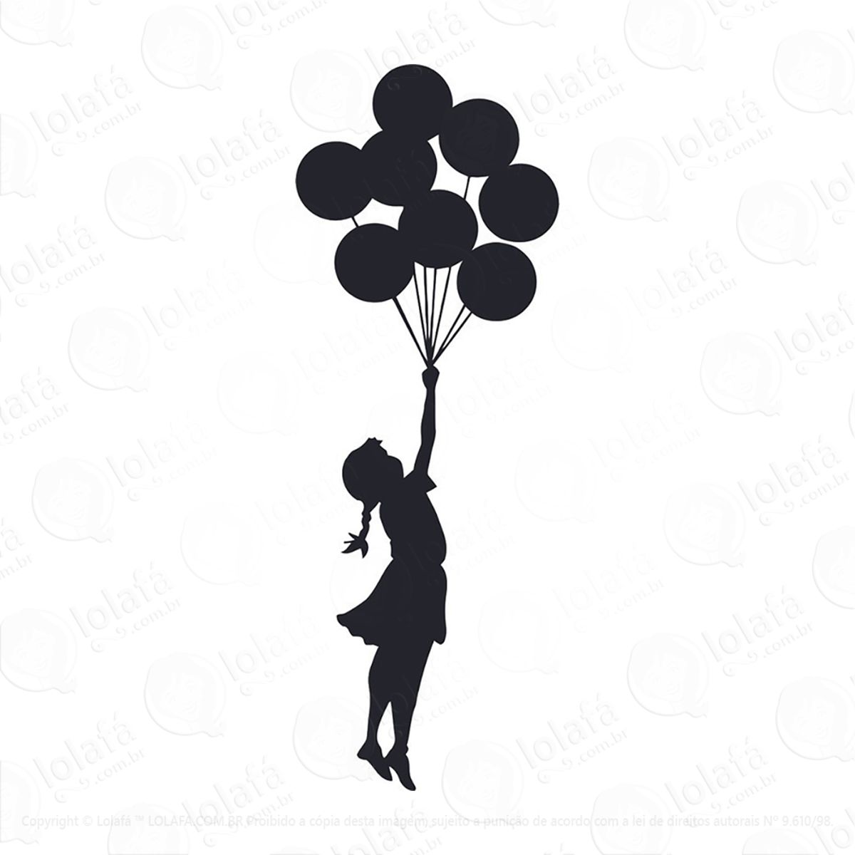 Adesivo Menina Balão Flores Mod:160