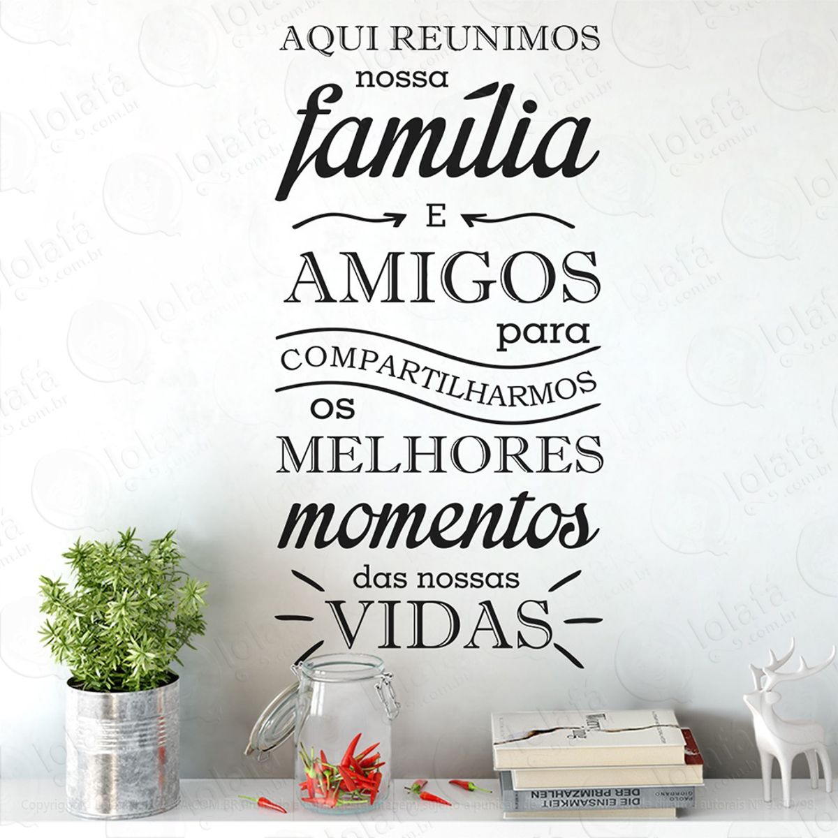 Adesivo Parede Aqui Reunimos Nossa Família E Amigos Mod:223