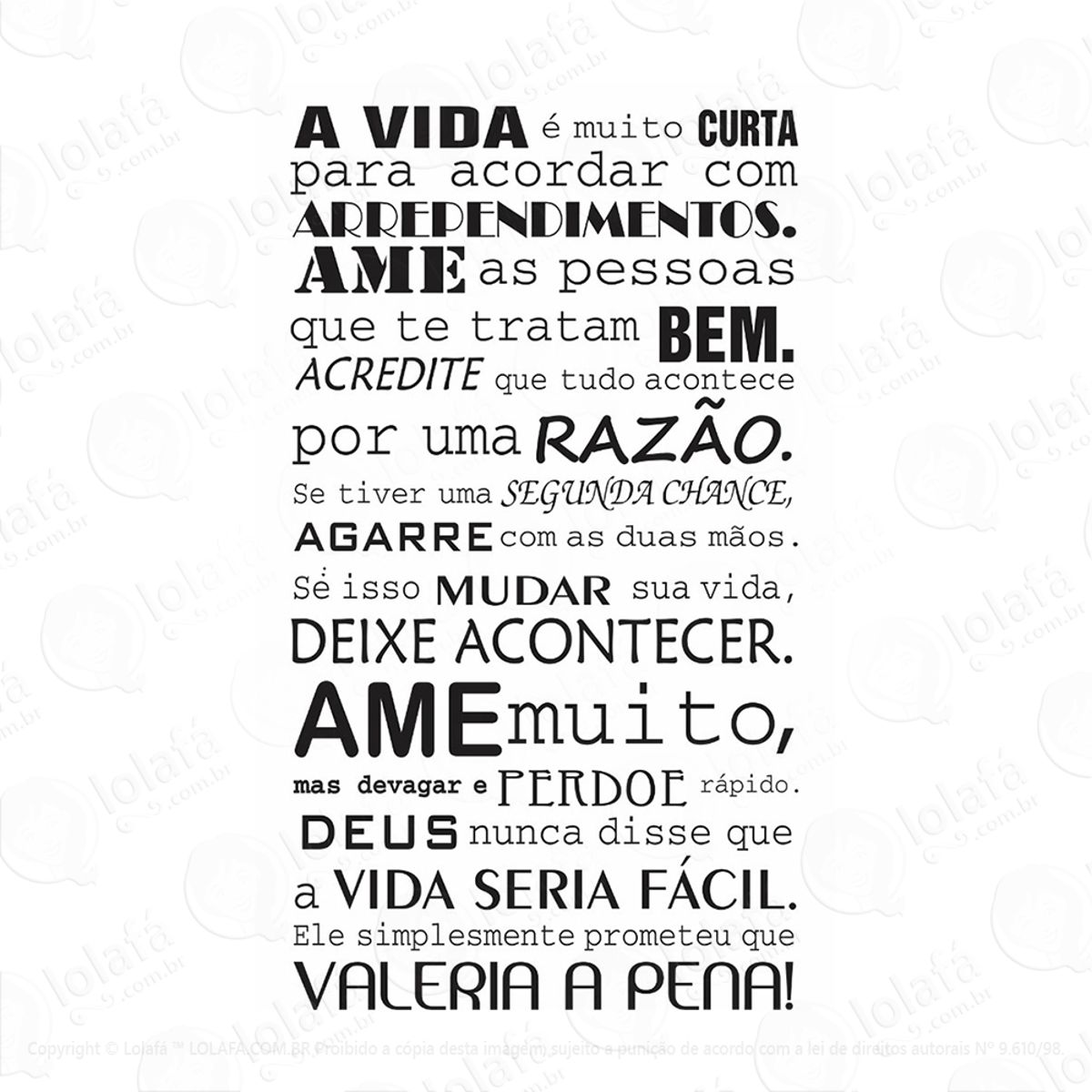 Adesivo De Parede - Frase - A Vida É Muito Curta Mod:225