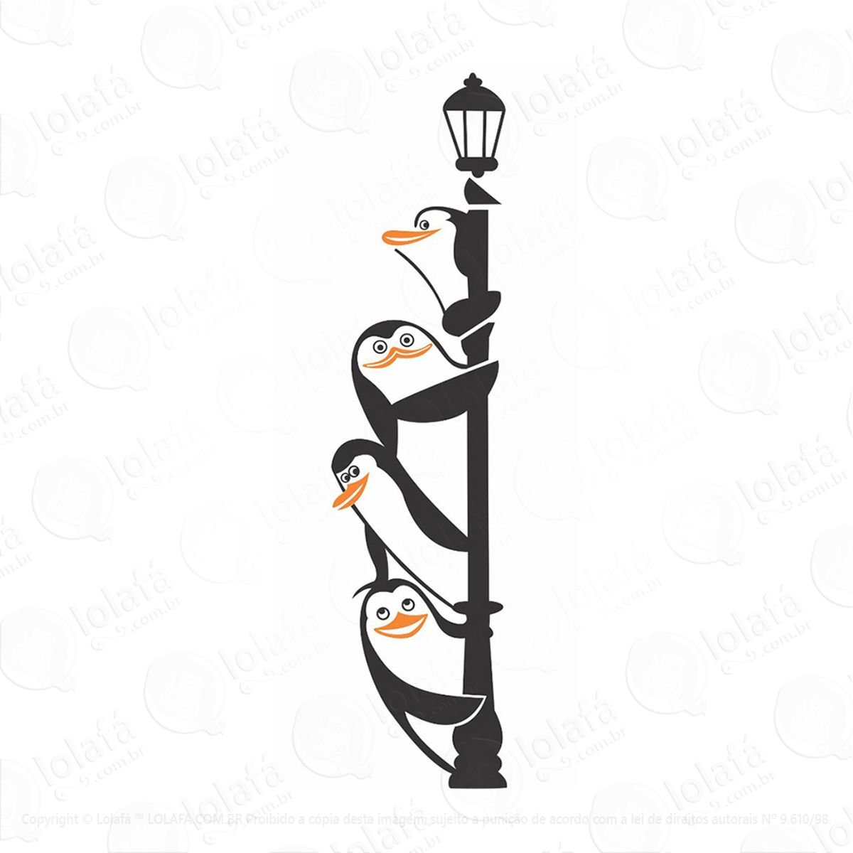 Adesivo De Parede Sala Cozinha Ou Geladeira - Pinguins Poste Mod:227