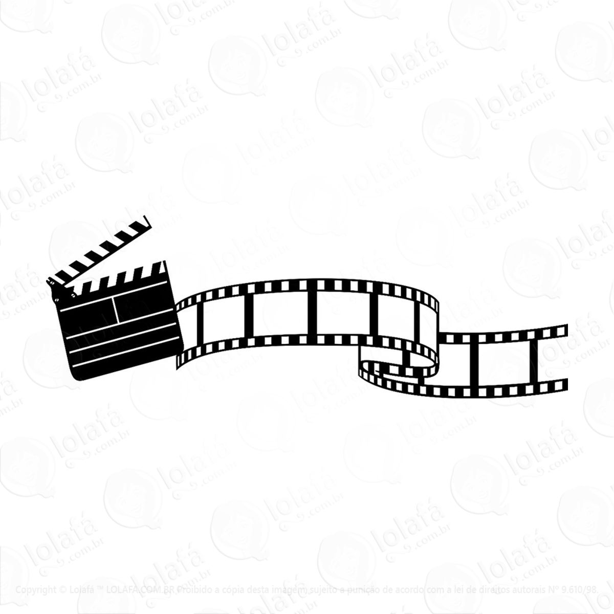 Adesivo De Parede Sala Cinema Rolo Filme Claquete Música Mod:237