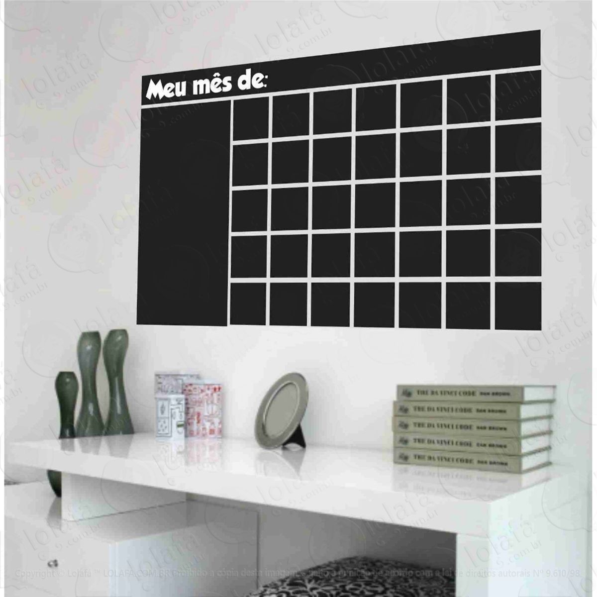 Adesivo De Parede, Calendário, Lousa, Home Office Mod:265