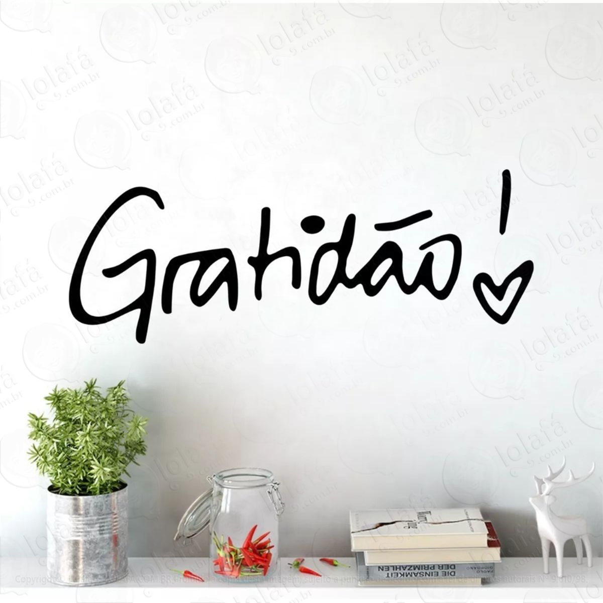 Adesivo Decorativo De Parede Casa Coração Gratidão Mod:615