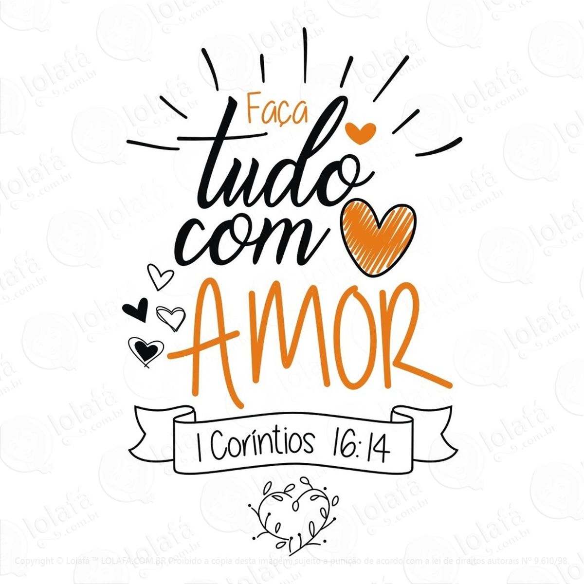 Adesivo Parede Lettering Amor 1 Coríntios 16 Motivação Mod:620