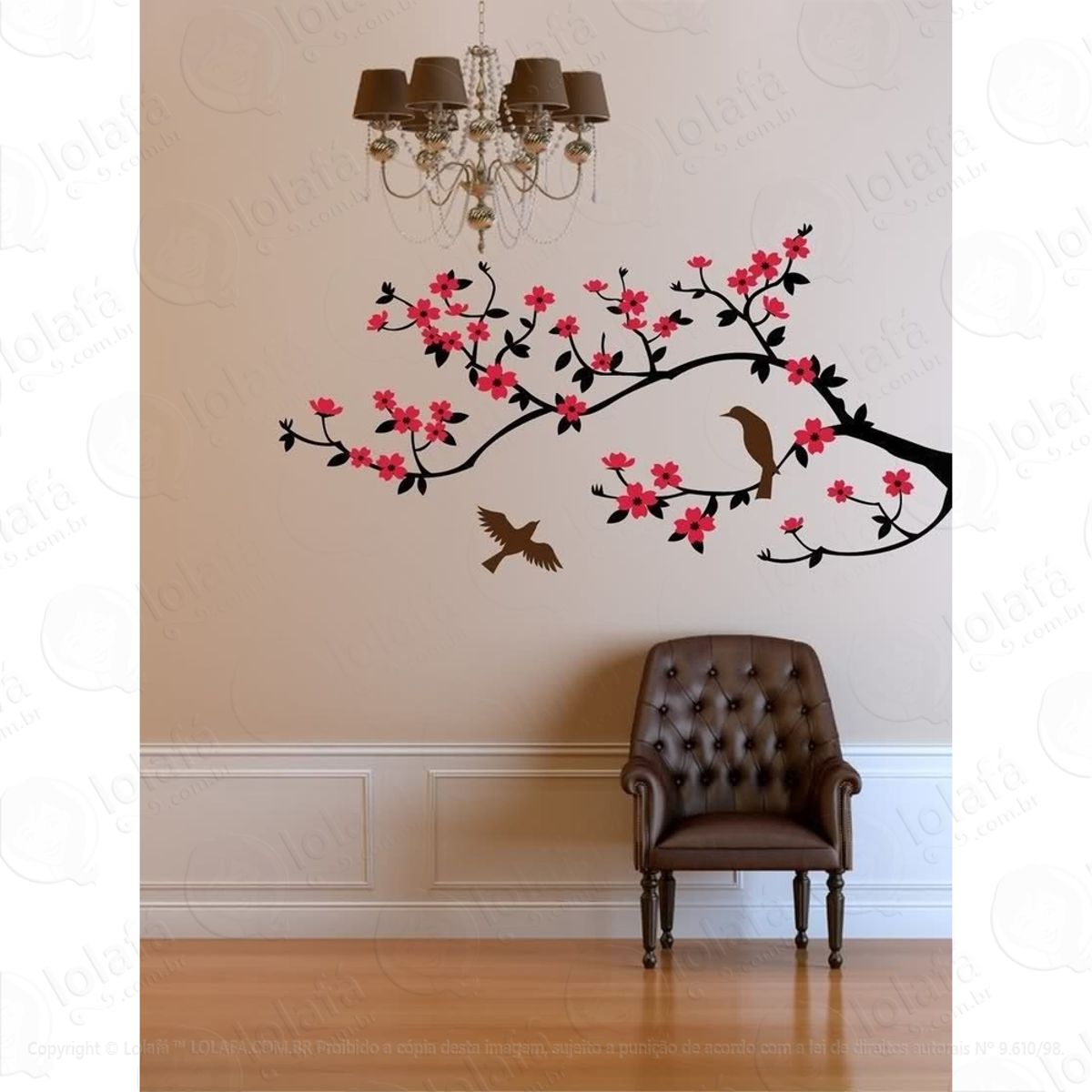 Adesivos Decorativos Papel Parede Árvore Galho Kit Flores Mod:623
