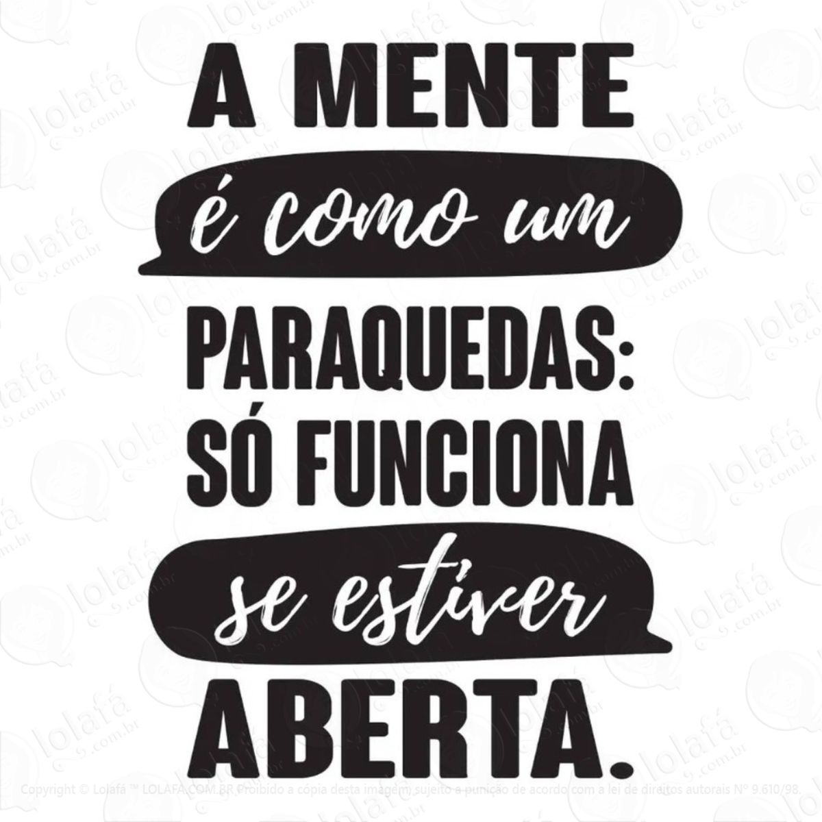 Adesivo De Parede Para Sala Frase Mente Aberta Mod:624