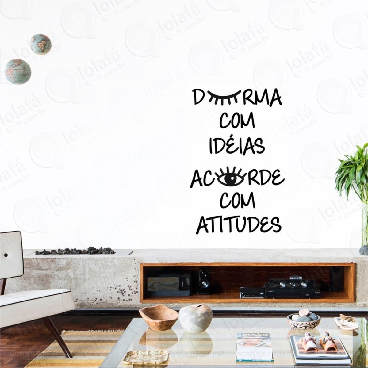 Adesivo Decorativo Durma Com Ideias Acorde Com Atitudes Mod:629