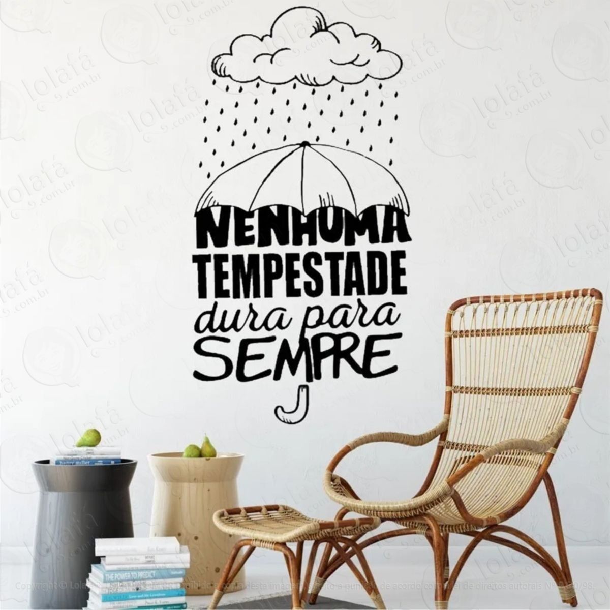 Adesivo Decorativo Parede Frase Nenhuma Tempestade Mod:630