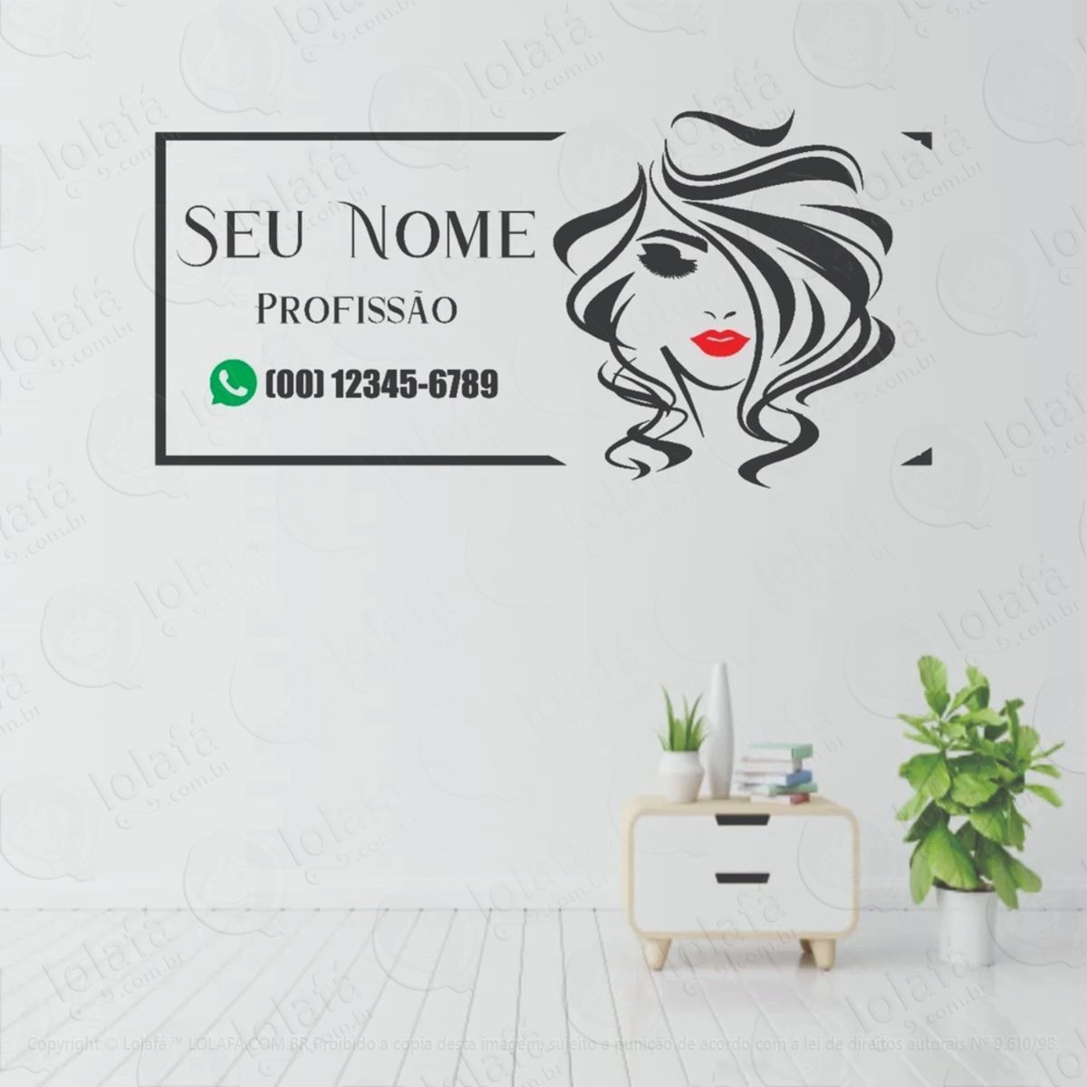 Adesivo Personalizado Nome Salão De Beleza Ateliê Maquiagem Mod:690