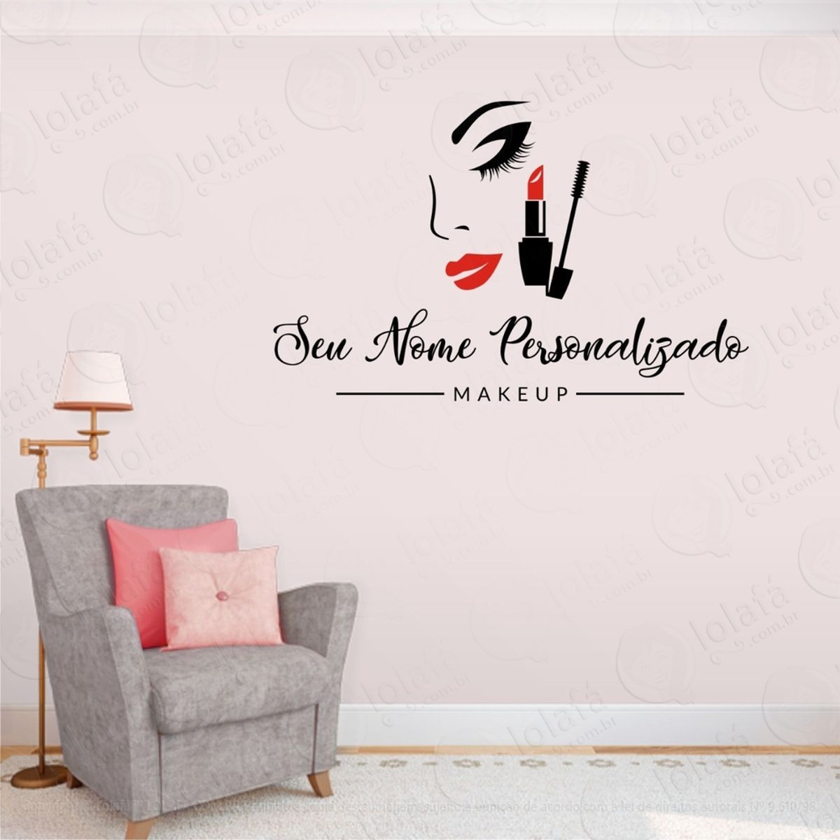 Adesivo Salão Makeup Estética Maquiagem Nome Personalizado Mod:693