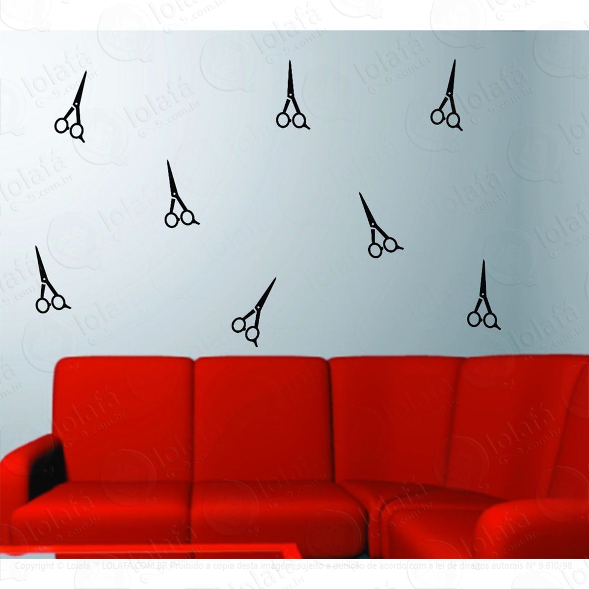 Adesivo Decoração Parede Salão Beleza Tesoura Cabeleireiro Mod:709