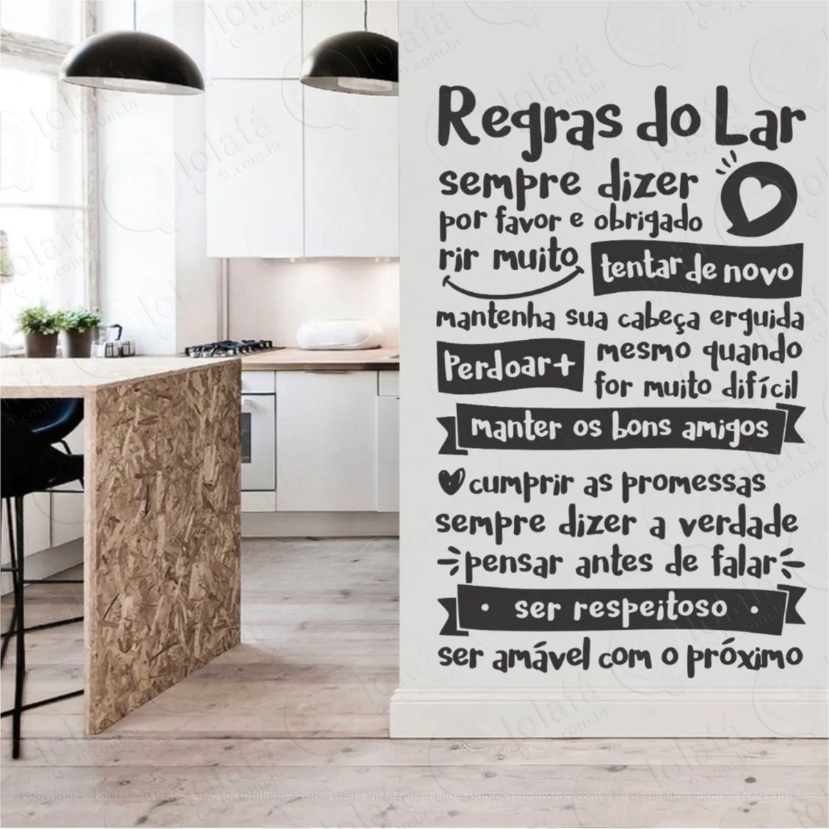 Adesivo De Parede Decorativo Regras Do Lar Para Casa Mod:720