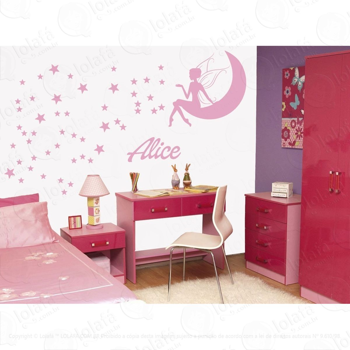 Adesivo Parede-guarda Roupa-menina-fada + Nome Mod:734