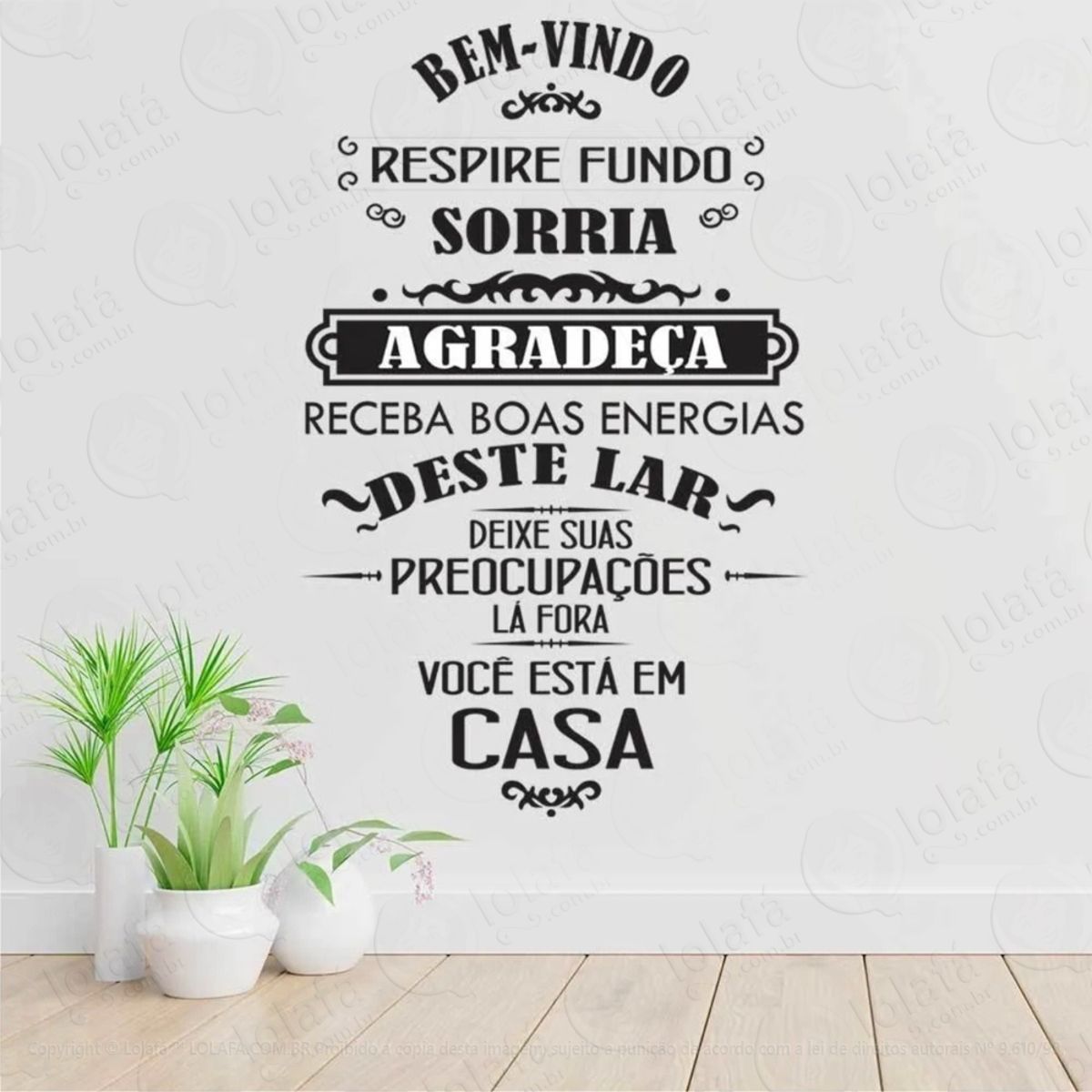 Adesivo Decorativo Parede Sala Frase Bem Vindo Agradeça Casa Mod:737