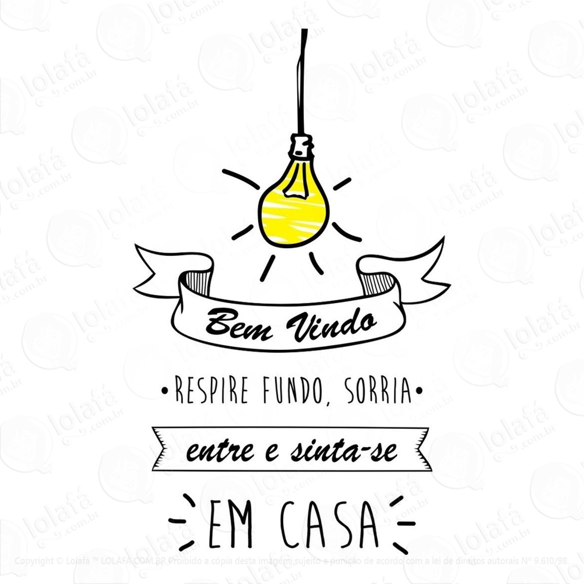 Adesivo Parede Sala Frase Bem Vindo Lâmpada Casa Família Mod:748