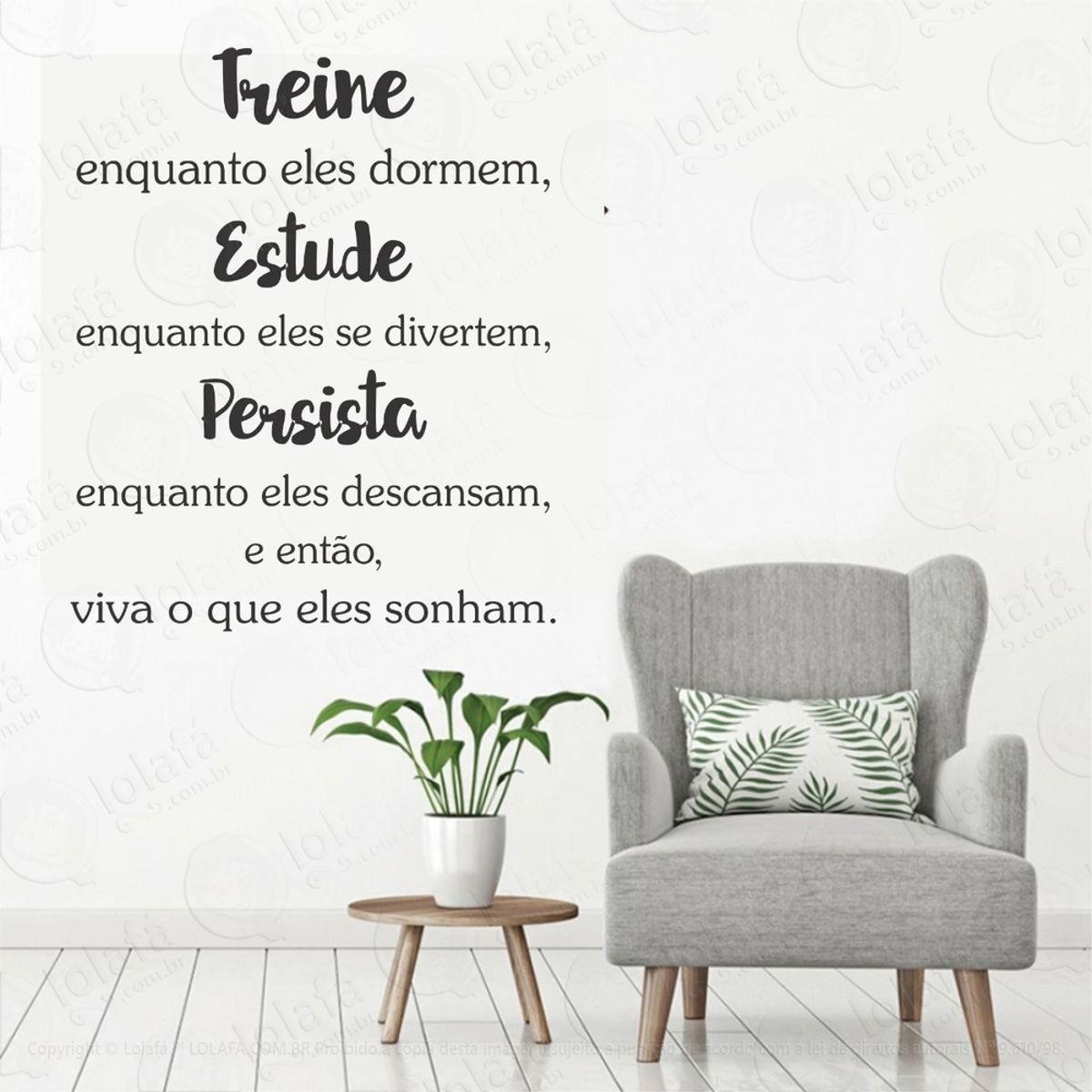 Adesivo Parede Frase Motivação Treine Estude Persista Viva Mod:752