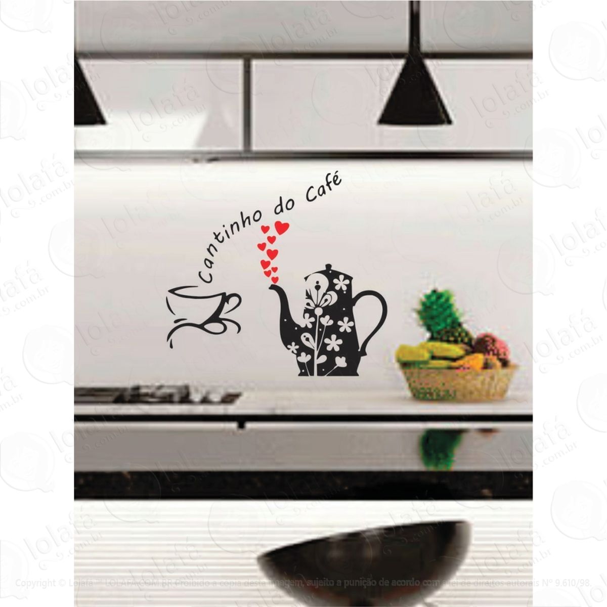 Adesivo Parede Cozinha Cantinho Do Café Xícara Coração Mod:757