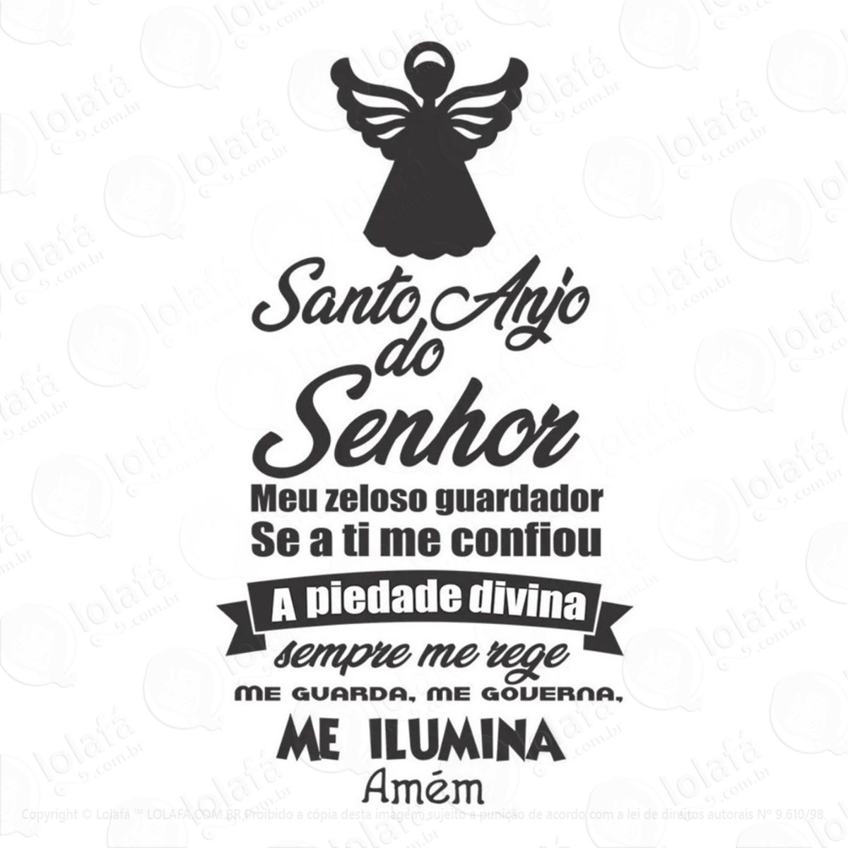 Adesivo Decorativo De Parede Oração Santo Anjo Do Senhor Mod:763