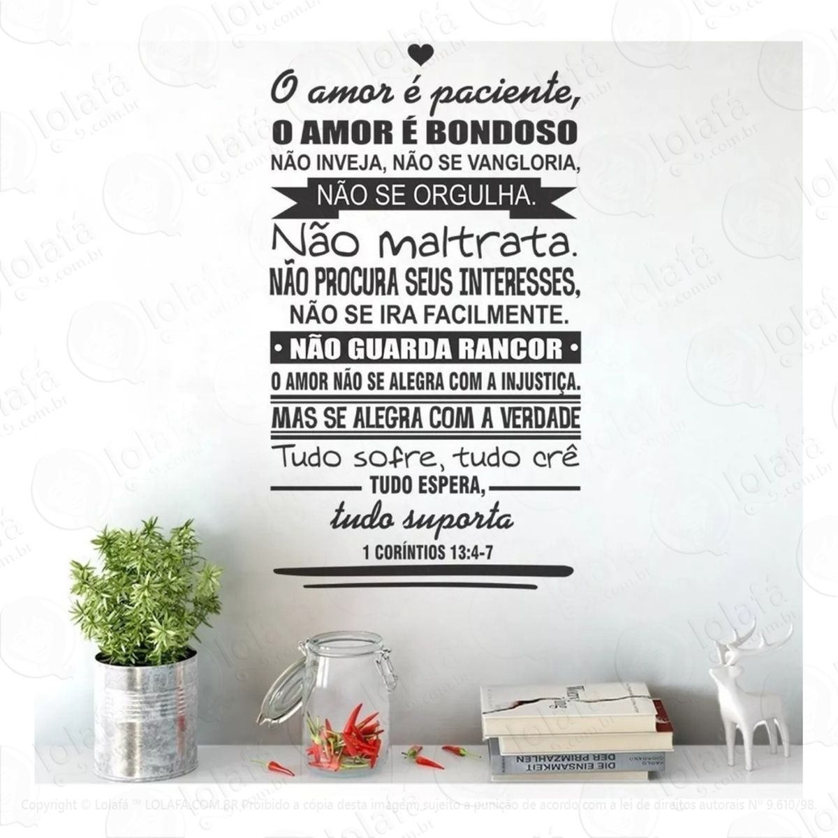 Adesivo Decorativo Parede E Geladeira Amor Paciente E Justo Mod:765
