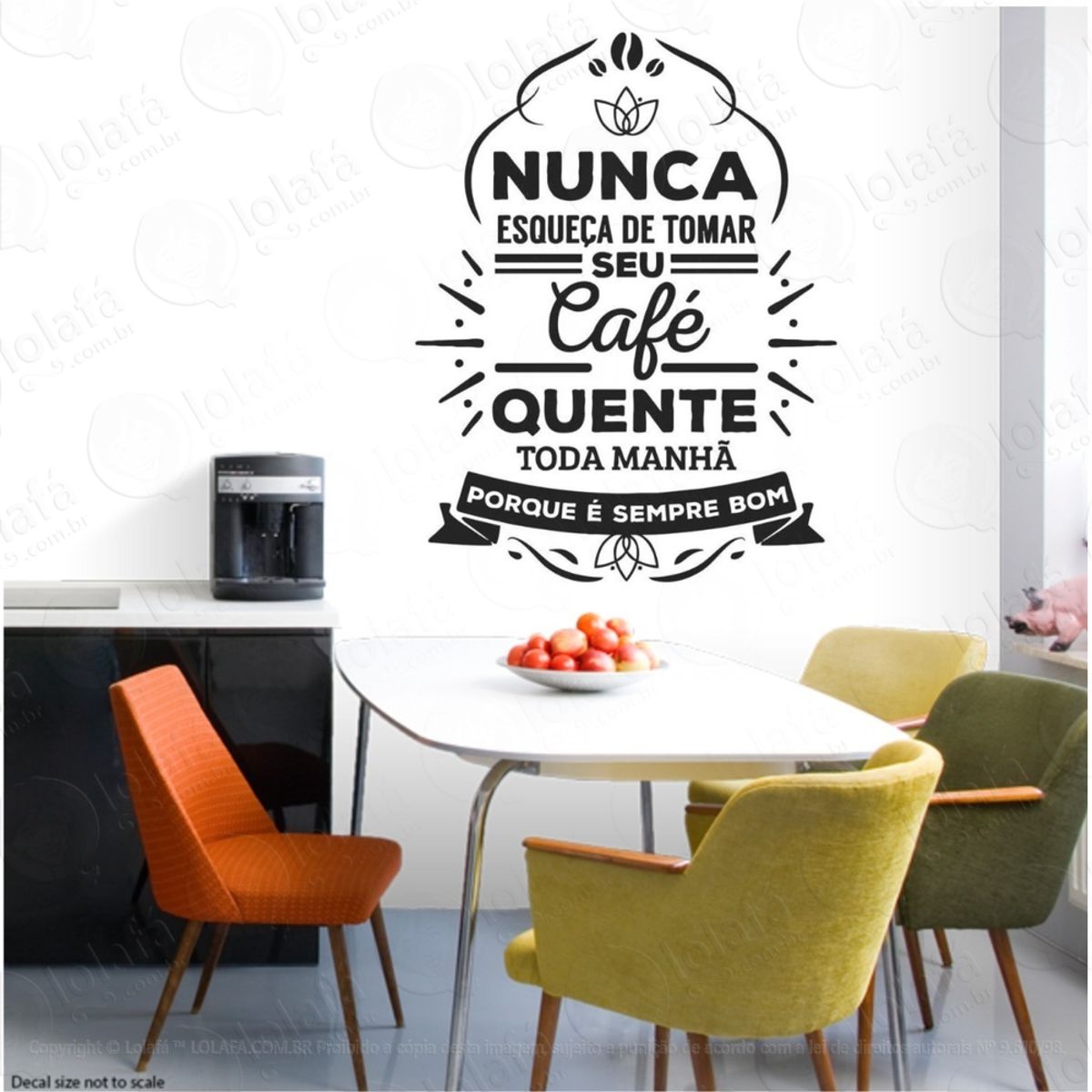 Adesivo Parede Frase Cozinha Geladeira Café Manha Quente Mod:772