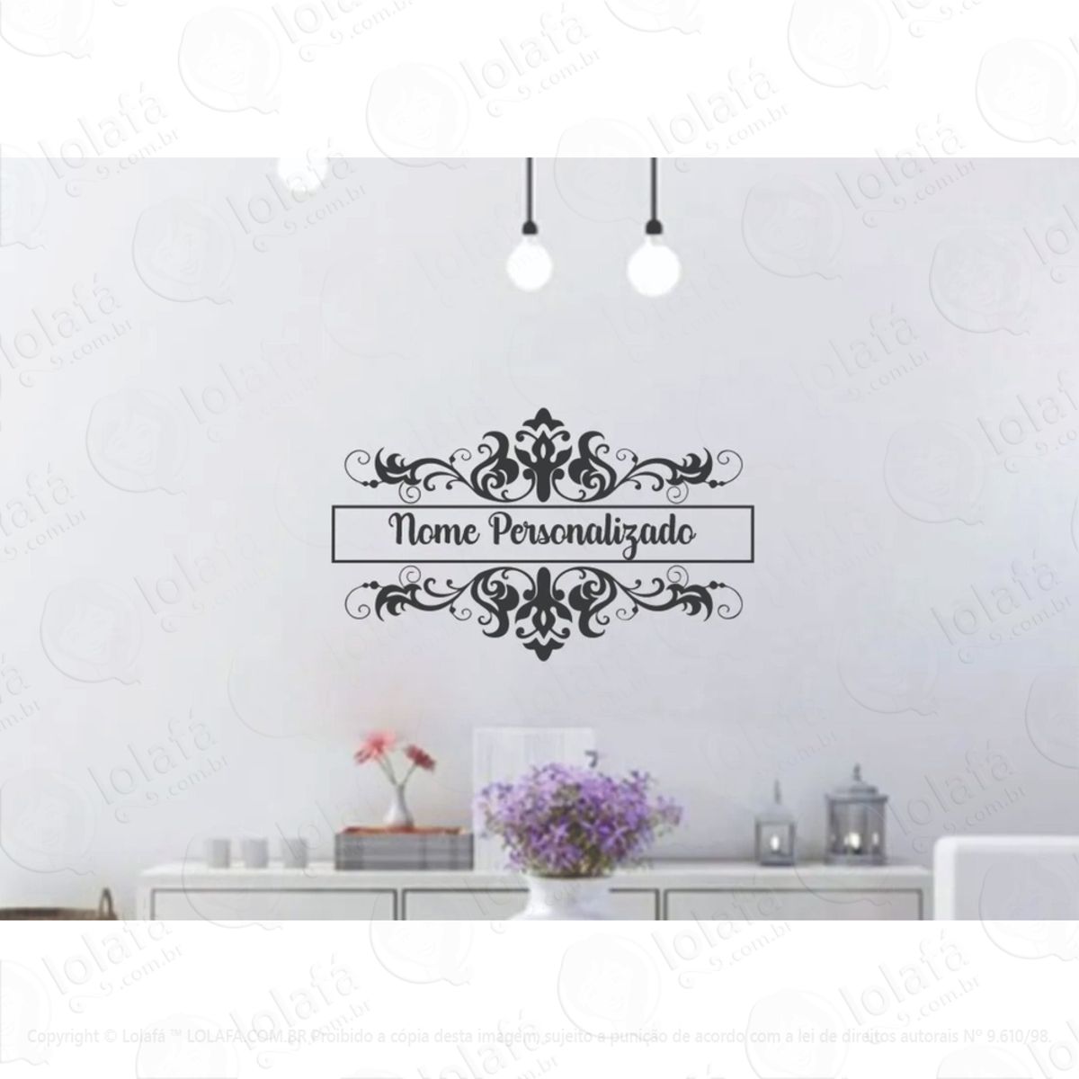 Adesivo D Parede Decorativo Arabesco Personalizado Com Nome Mod:786