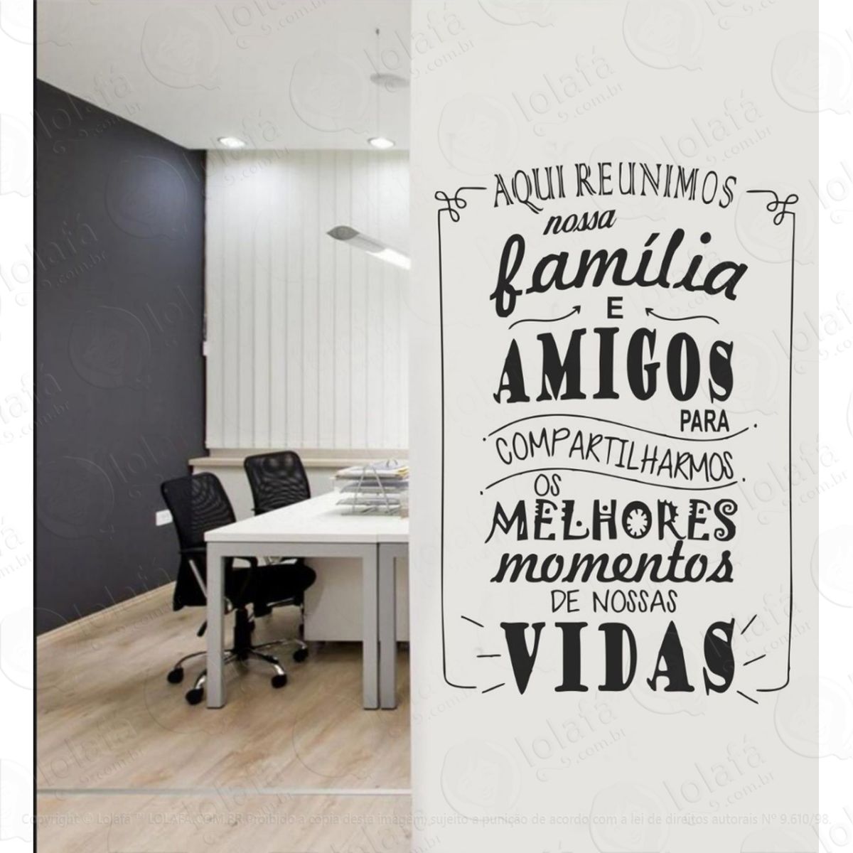 Adesivo Decorativo De Parde Frase Aqui Reunimos... Sala Mod:797
