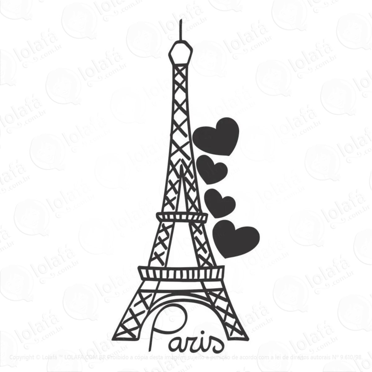 Adesivo Decorativo De Parede Quarto Sala Torre Eiffel Mod:806