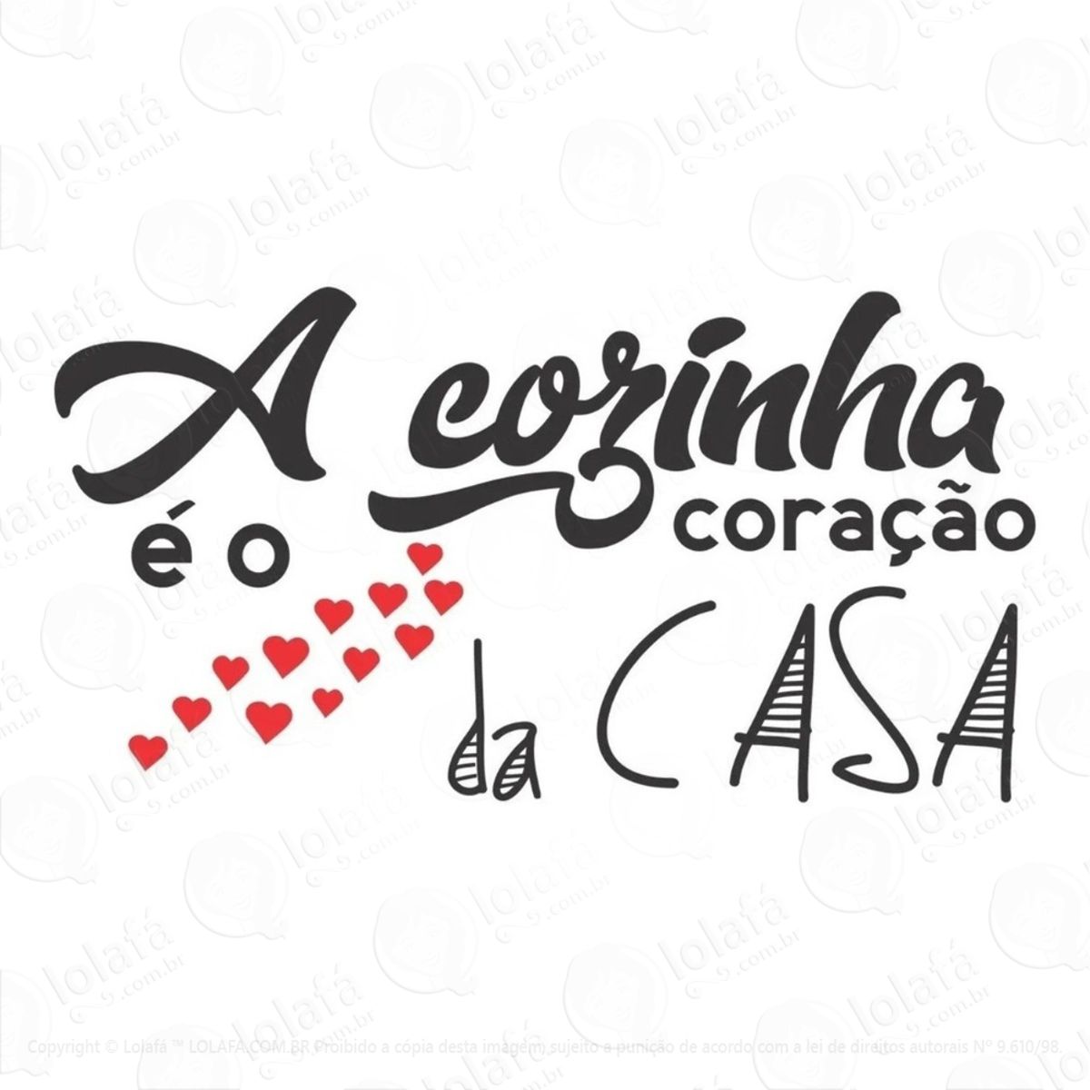 Adesivo Decorativo De Parede Frase Cozinha Coração Da Casa Mod:846