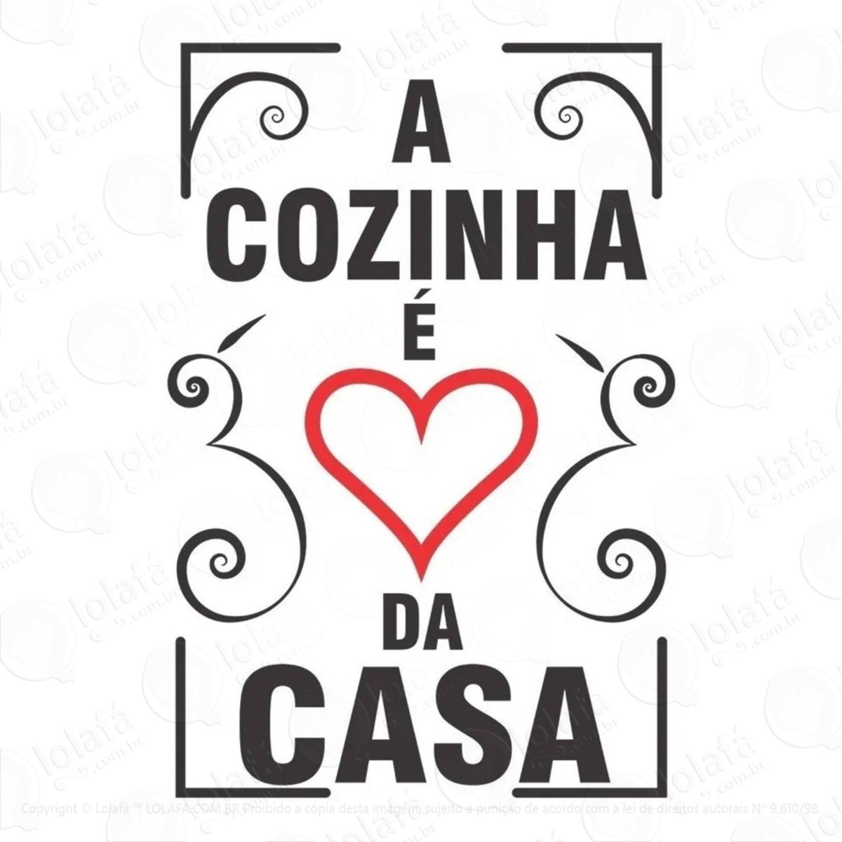 Adesivo Decorativo De Parede Sala Cozinha Coração Da Casa Mod:848