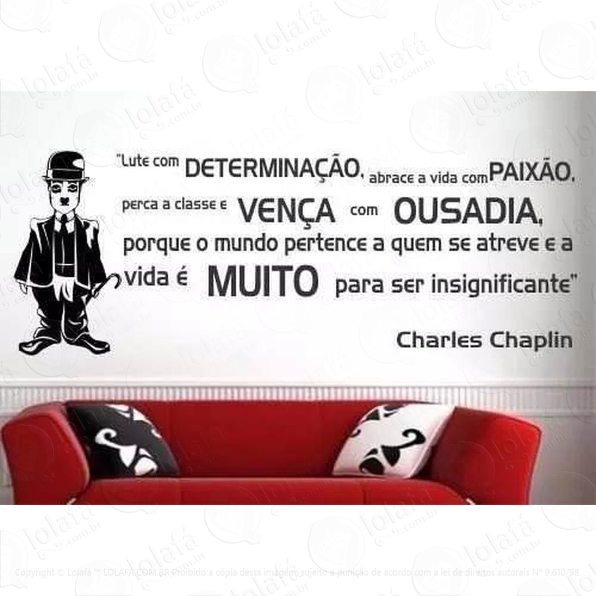 Adesivo Decorativo Papel De Parede Frase Chaplin - Lute Viva Mod:859