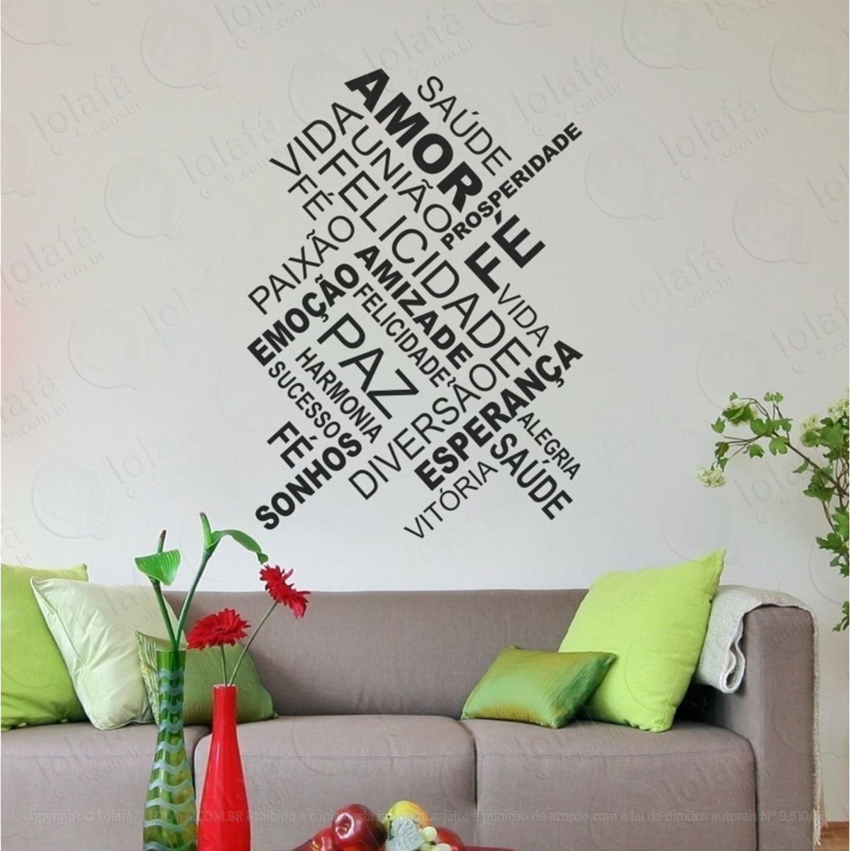 Adesivo Decorativo De Parede Sala Quarto Frases Amor Fé Paz Mod:860