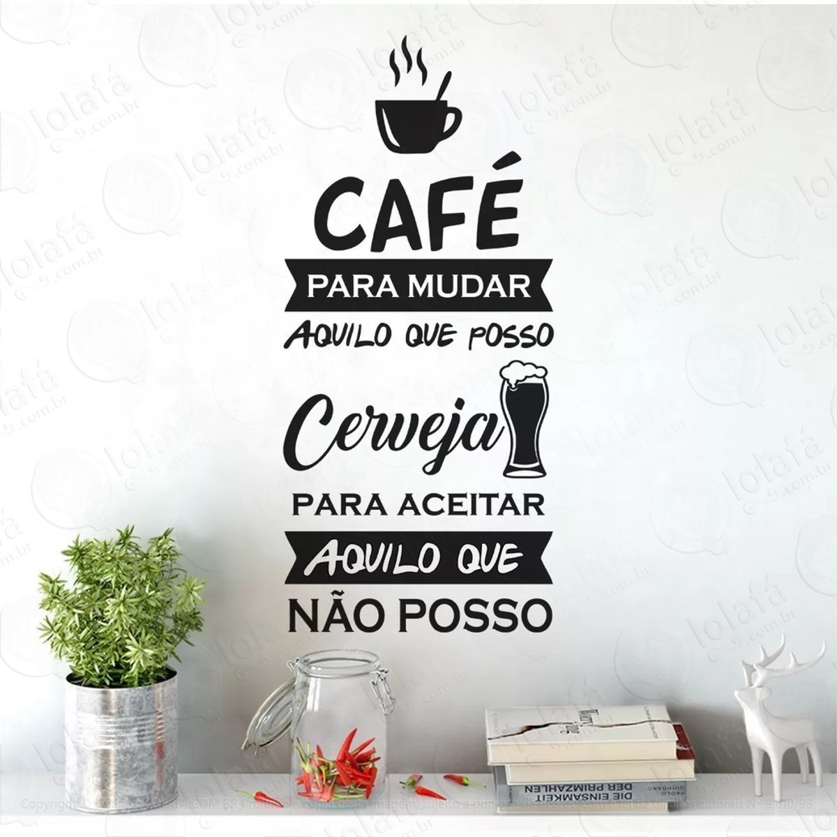 Adesivo Parede Frase Cozinha Geladeira Café Cerveja Chopp Mod:866